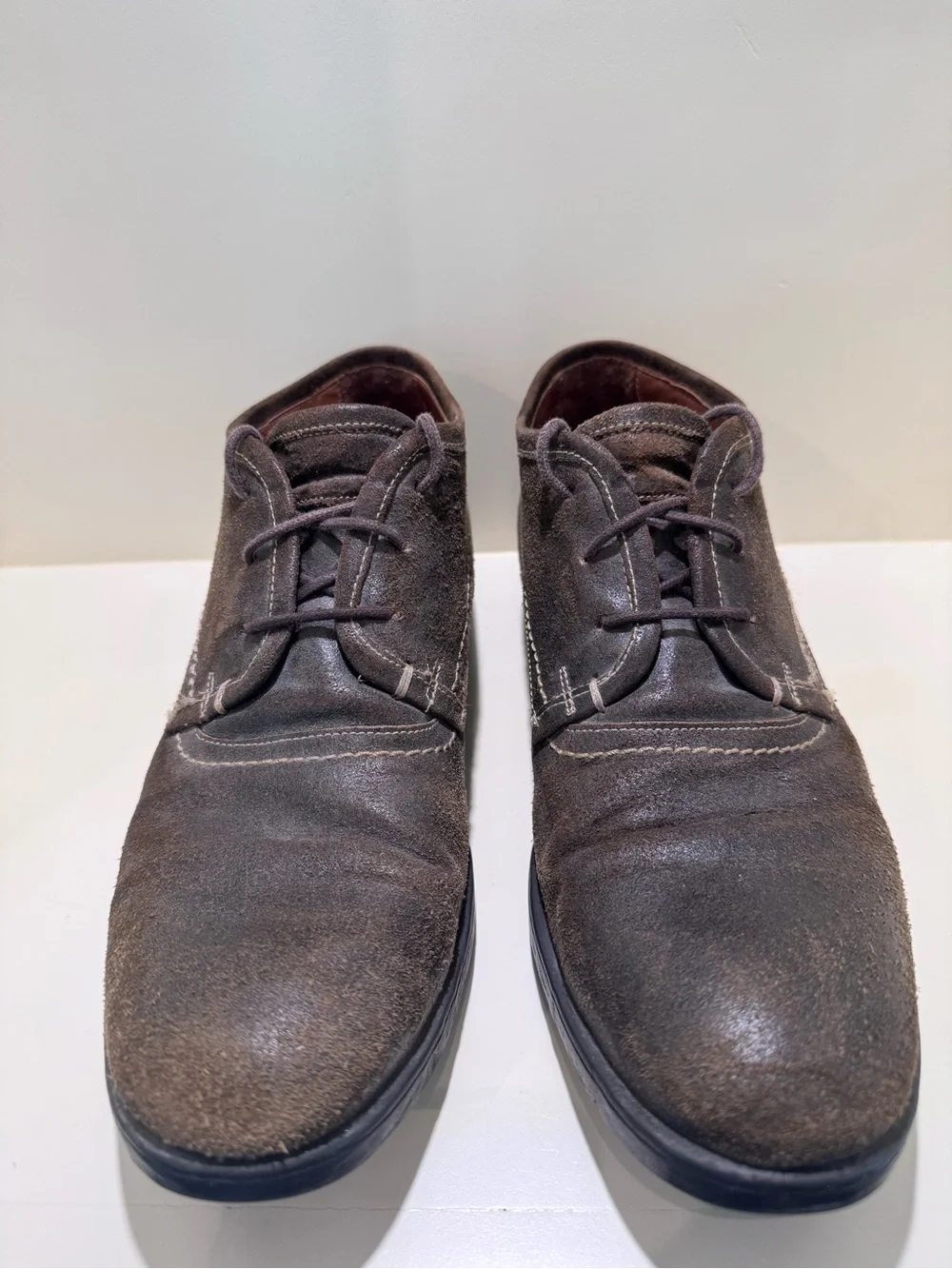 John Varvatos Brown Nubuck Derby Shoes